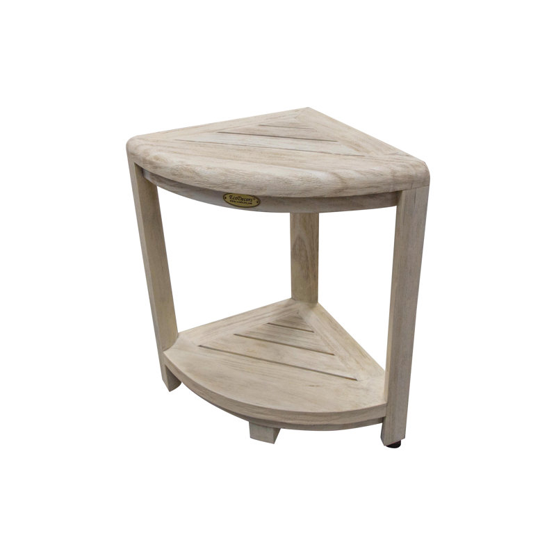 EcoDecors Oasis Coastal Vogue 2Tier Teak Corner Shower Shaving Bench